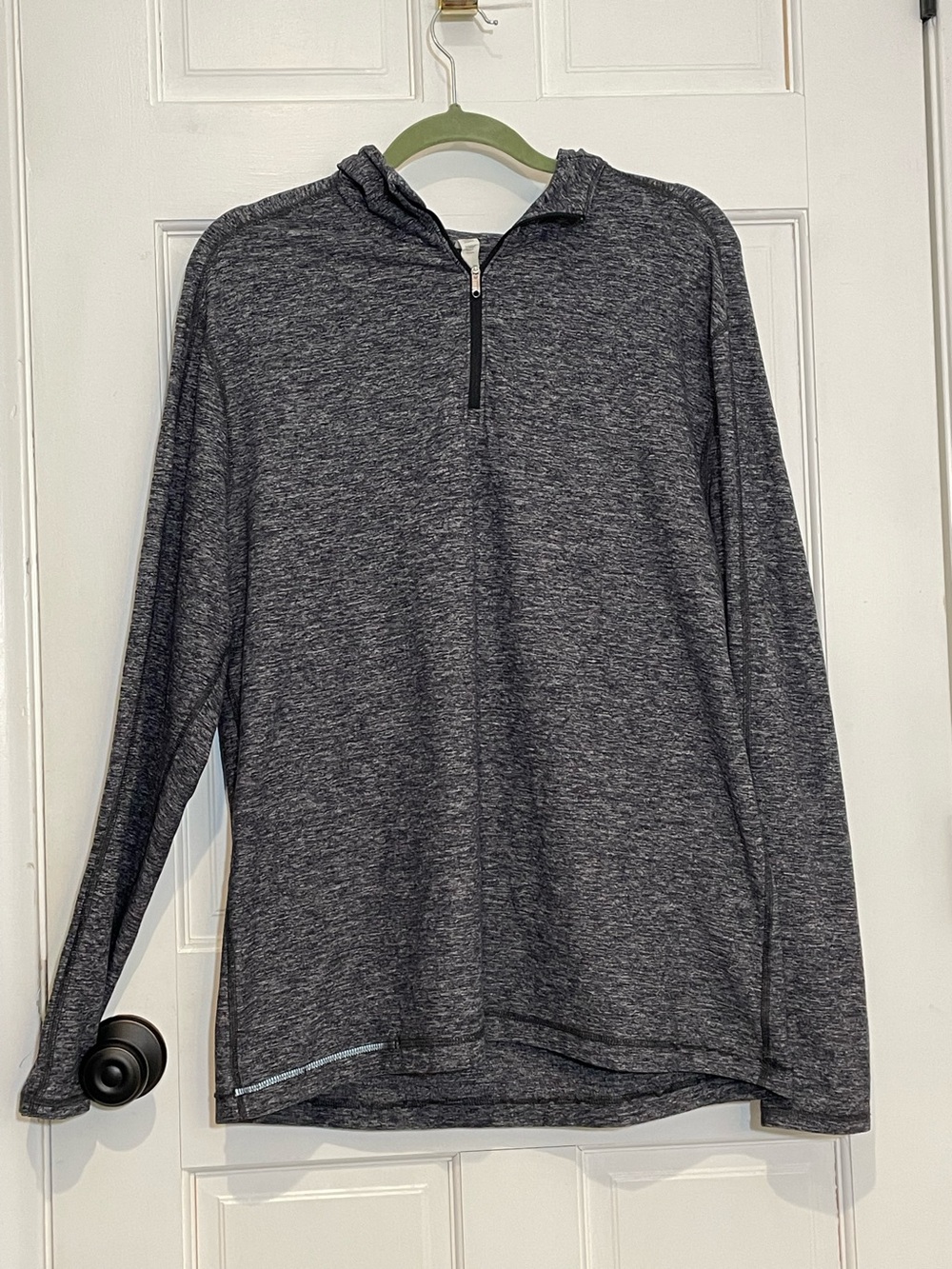 Lululemon Men's Surge Warm 1/2 Zip Hoodie in a heathered gray color XL